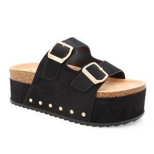 Yoki Black Sandals with Gold Accents